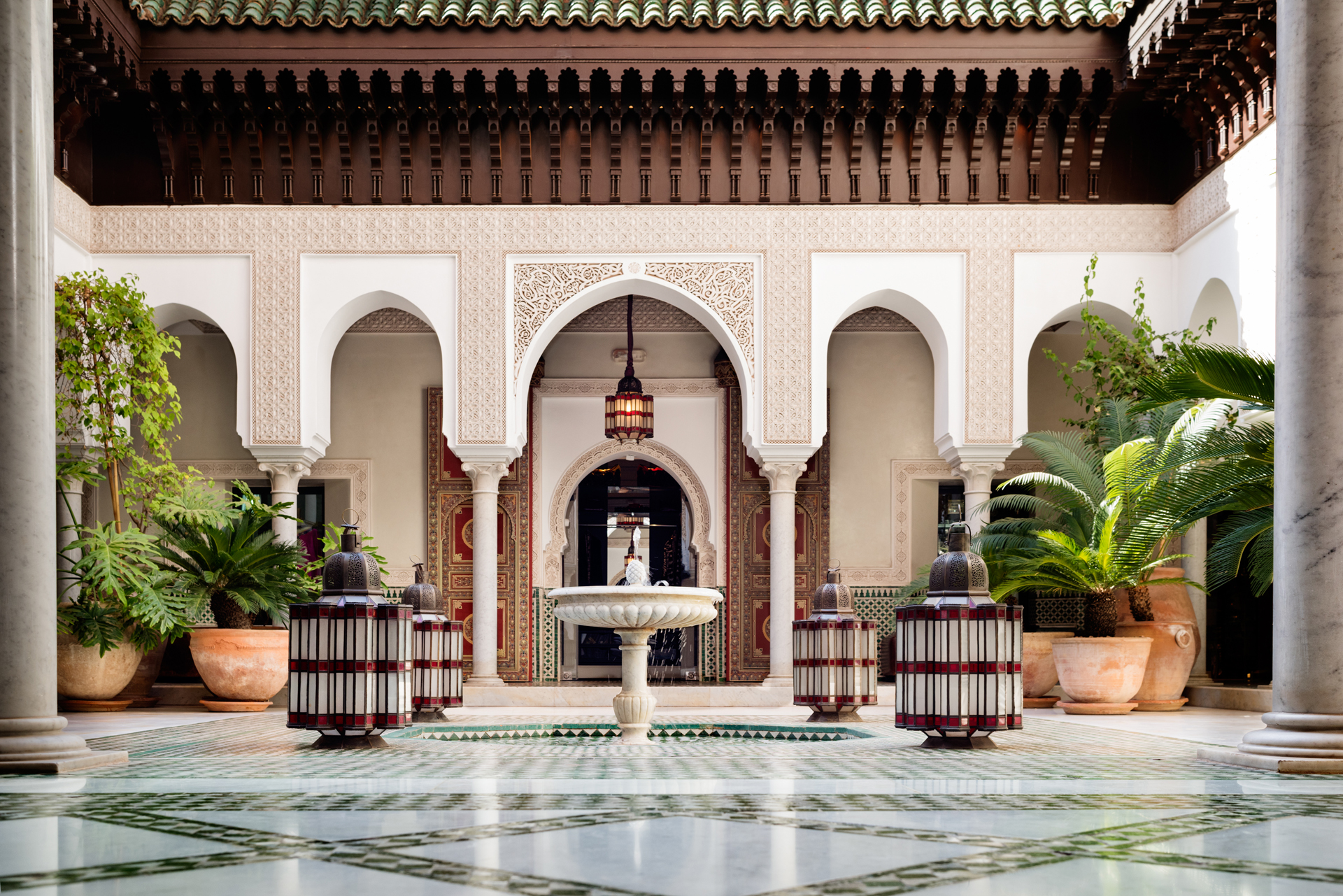 Patio Andalous, La Mamounia Hotel, Marrakech, Morocco. Photo by Alan Keohane www.still-images.net for La Mamounia