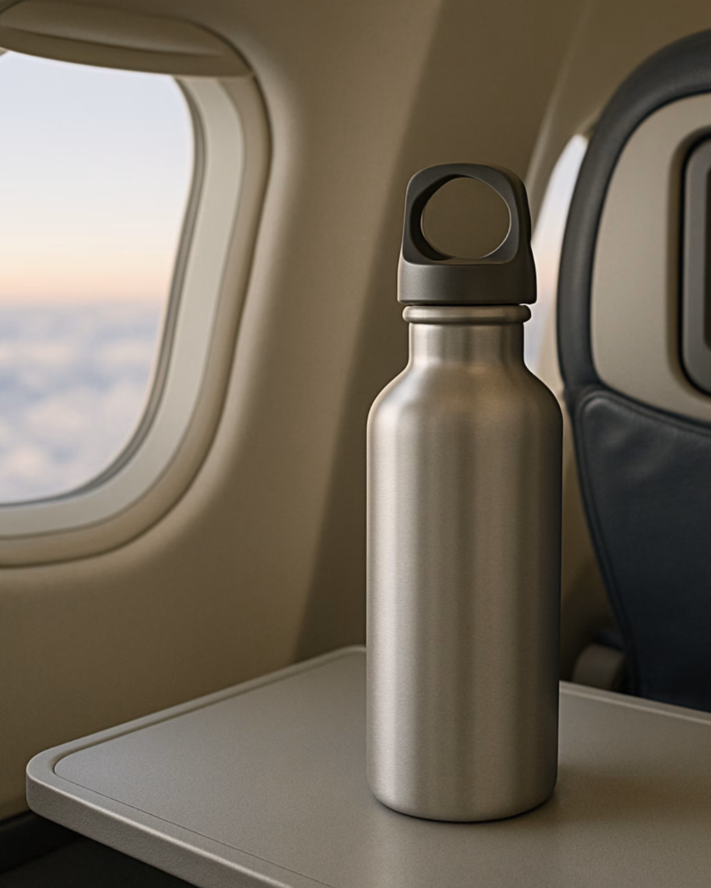 Wassertrinken im Flugzeug
