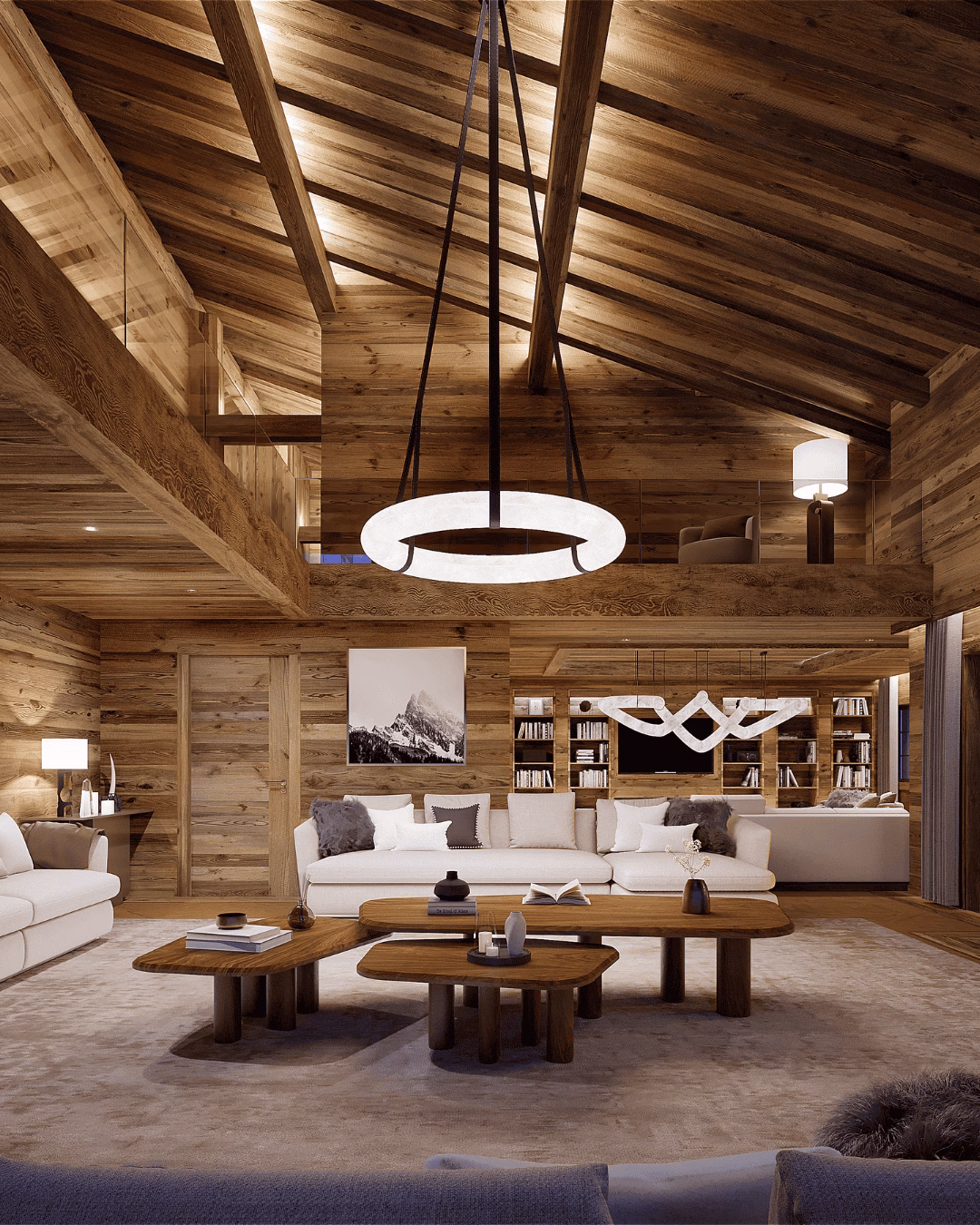 Wohnzimmer Chalet Oberbort, Luxuschalet in Gstaad